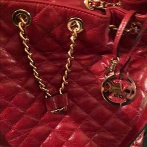 Nice fall color!  MK red purse and wallet.